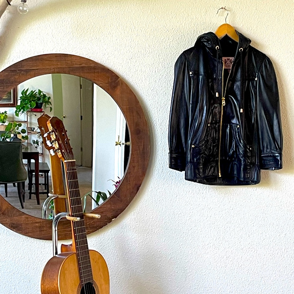 Retro.JuicyCouture leather hoodie jacket similar As seen on Kristin Stewart